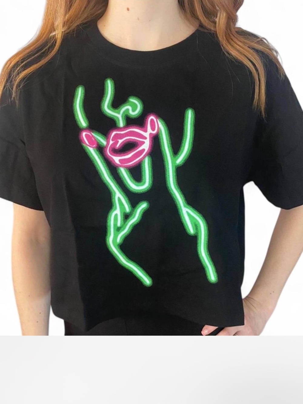 Club Exx x dolls kill- Neon lips Crop top, SIZE: M